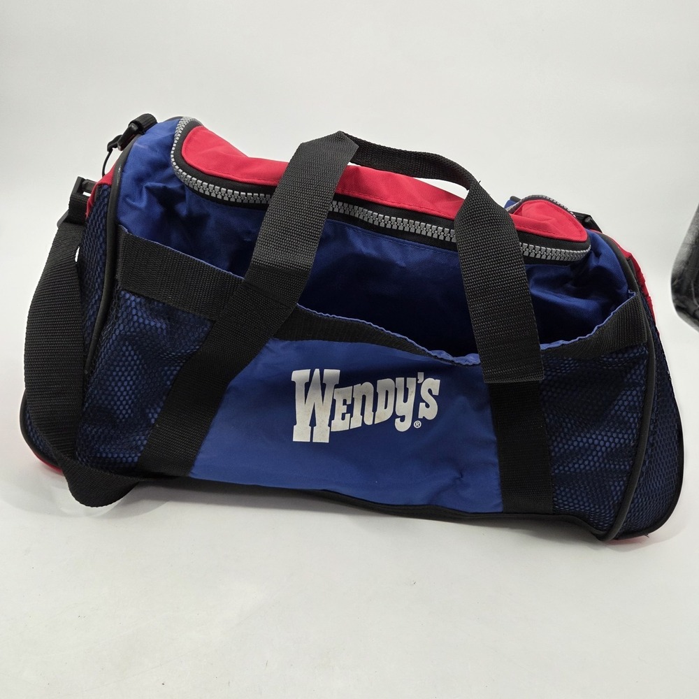 Wendy's Blue Red Zipper Overnight Duffle Bag Zipper Colorful Promo Gym